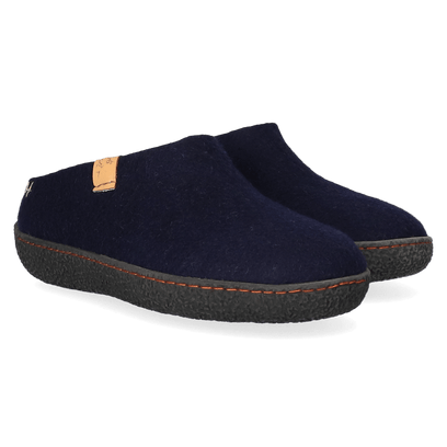 Slipa Wool Felt Slip-on Slippers Navy Blue