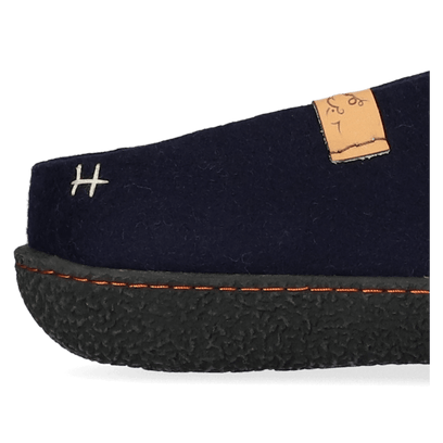 Slipa Wool Felt Slip-on Slippers Navy Blue