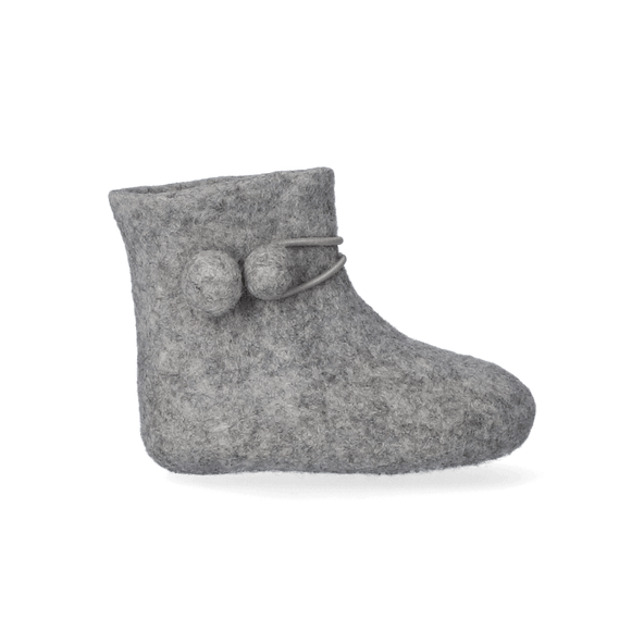 Juna + Lala Wool Felt Baby Booties Grey