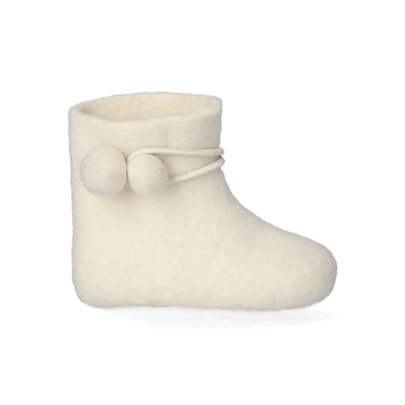 Juna + Lala Wool Felt Baby Booties White