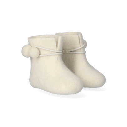 Juna + Lala Wool Felt Baby Booties White