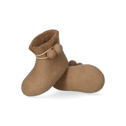 Juna + Lala Wool Felt Baby Booties Camel