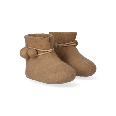 Juna + Lala Wool Felt Baby Booties Camel