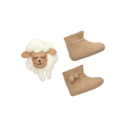 Juna + Lala Wool Felt Baby Booties Camel