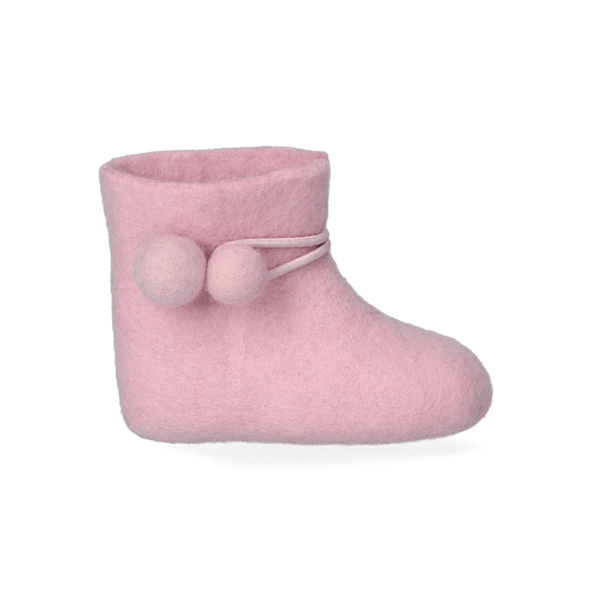 Juna + Lala Wool Felt Baby Booties Pink