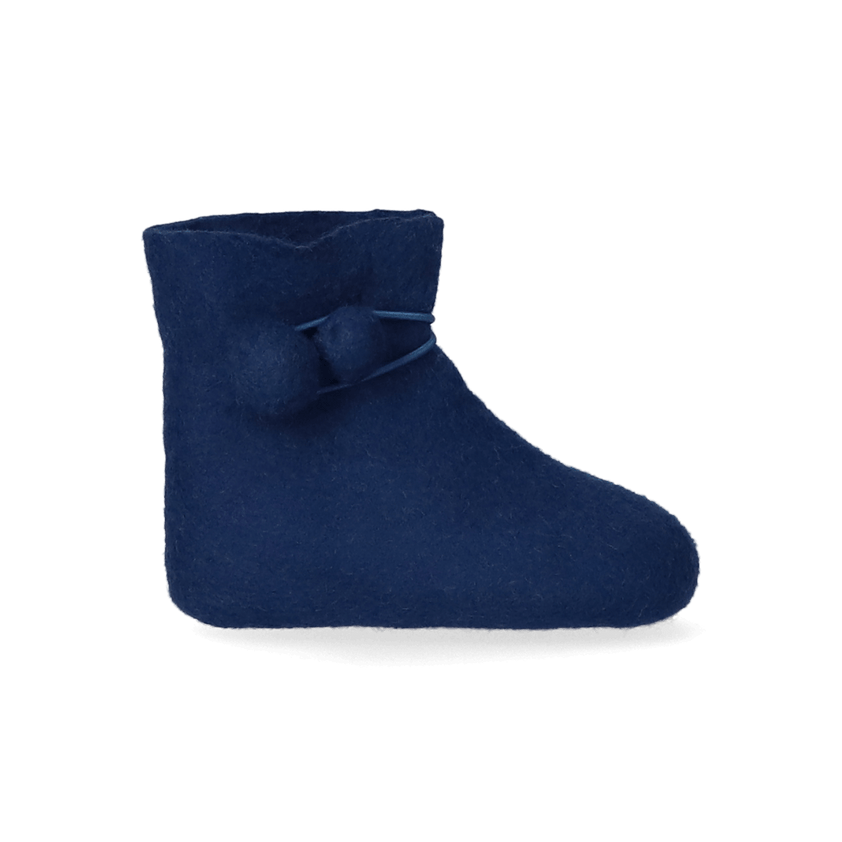 Juna + Lala Wool Felt Baby Booties Blue