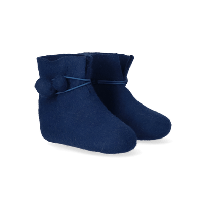 Juna + Lala Wool Felt Baby Booties Blue