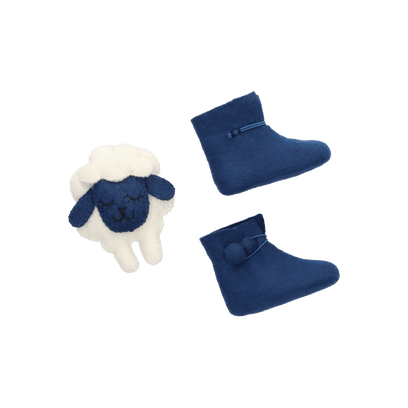 Juna + Lala Wool Felt Baby Booties Blue